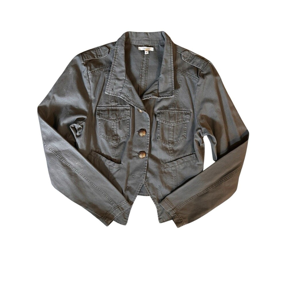 Maurices Cropped Military Utility Blazer Jacket Olive Green Size M